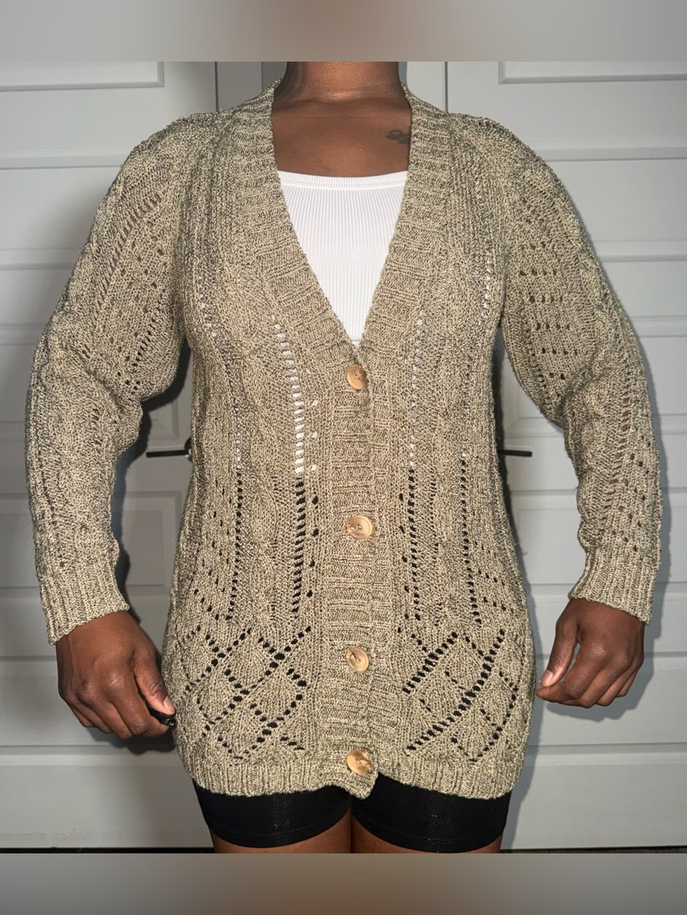 Vintage Brownstone Studio Crochet Knit Cardigan
